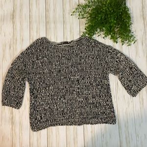 Eileen Fisher black white woven cotton sweater med